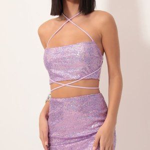 Lilac Sequined Two-Piece Set